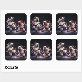 Epic Kung Fu Kittens Martial Arts Square Sticker