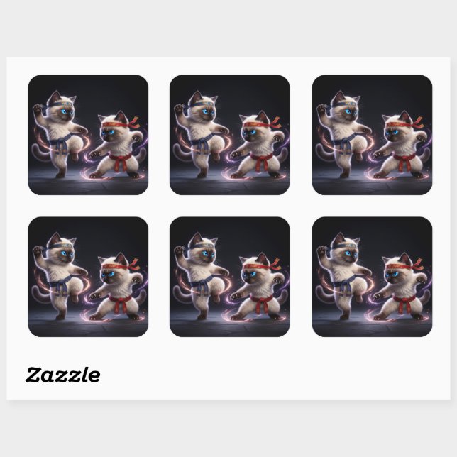 Epic Kung Fu Kittens Martial Arts  Square Sticker (Sheet)