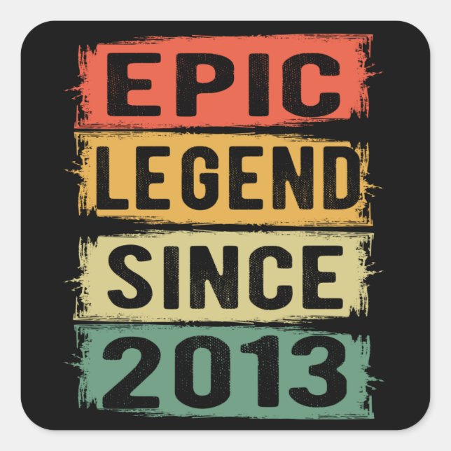 Epic Legend Since 2013 Vintage 2013 Birthday Gift Square Sticker (Front)
