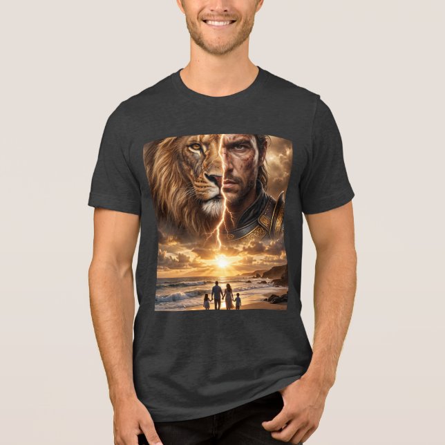 Epic Lion and Warrior Sunset  Tri-Blend Shirt (Front)
