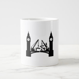 Epic london clock tower bridge construction large coffee mug