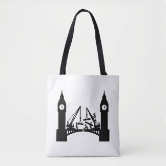 Epic london clock tower bridge construction tote bag