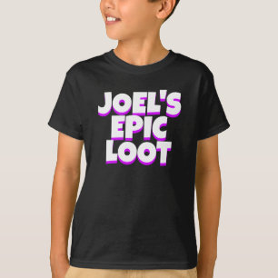 Epic Loot Gamer Kids Name Neon Purple Text Slogan T-Shirt