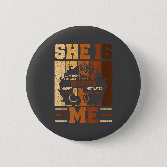 Epic Melanin Blessed She Queen Beautiful Afro Blac 6 Cm Round Badge (Front)