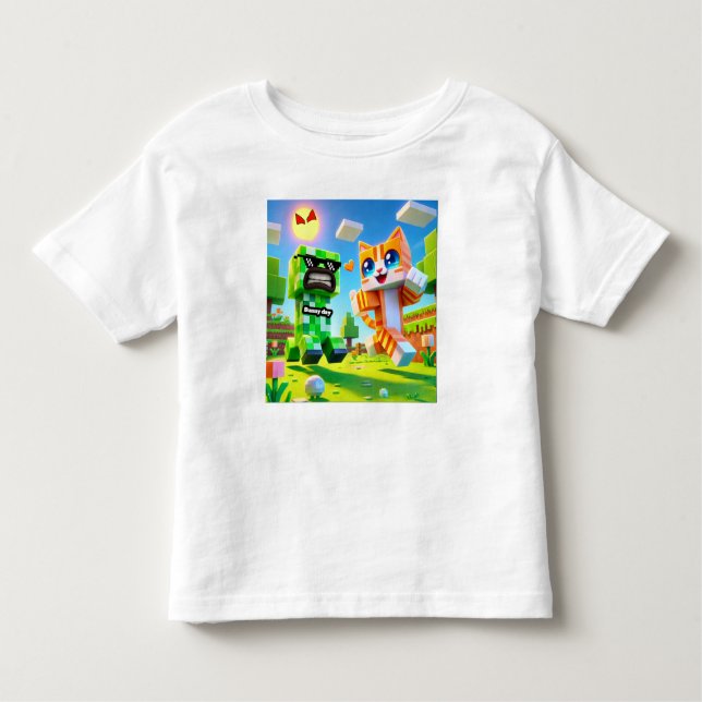 "Epic Minecraft-Inspired Toddler T-Shirt Cat loves (Front)