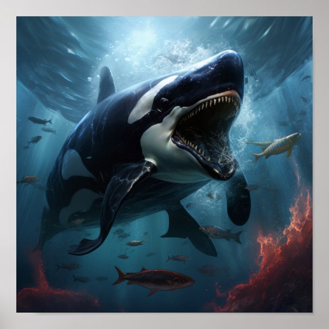 Epic Orca vs Alien Showdown - Stunning Poster Desi (Front)