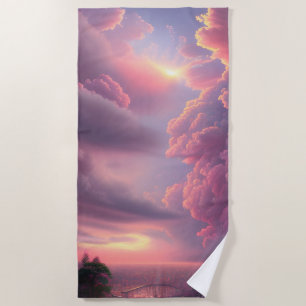 Epic Pink Summer Sky Beach Towel