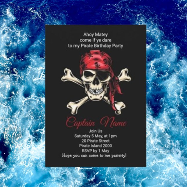 epic pirate birthday party invitation (Boy Birthday Card Invitations, Kids Invitations,)