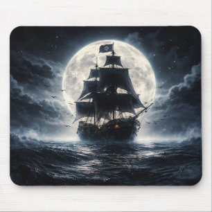 Epic Pirate Ship Moon Mouse Pad – Dark Ocean Pirat