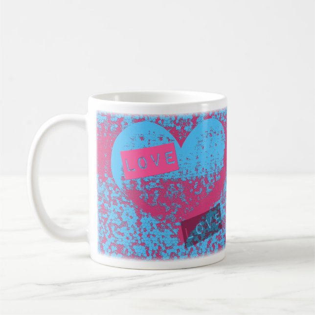 Epic Retro Colours Love Heart Design Coffee Mug (Left)