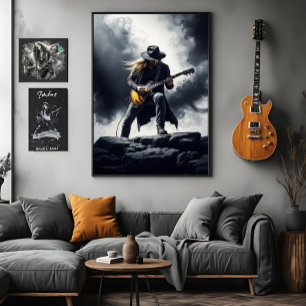 Epic Rock Guitarist Smoke Effect Canvas Print