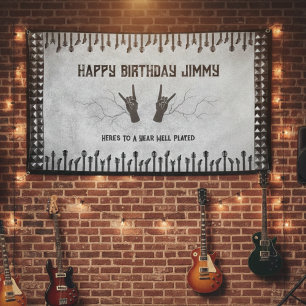 Epic Rockstar Guitar Birthday Party Banner