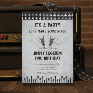 Epic Rockstar Guitarist Birthday Party Invitation