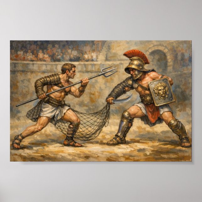 Epic Roman Gladiator Battle Traditional Foes Poster (Front)