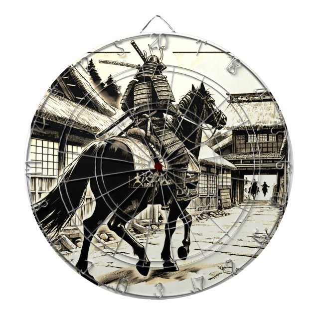 Epic Samurai Rider Manga Art Print Dartboard (Front)