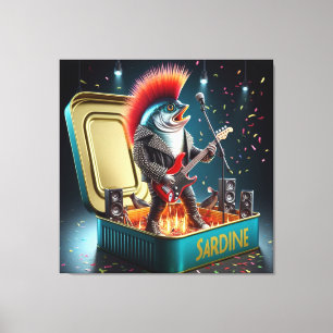  Epic Sardine Punk Rebel Guitar Ocean Legend Canvas Print