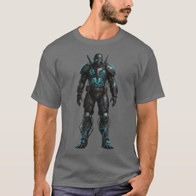 EPIC Sci-Fi Power Armor Futuristic Warrior T-Shirt (Front)