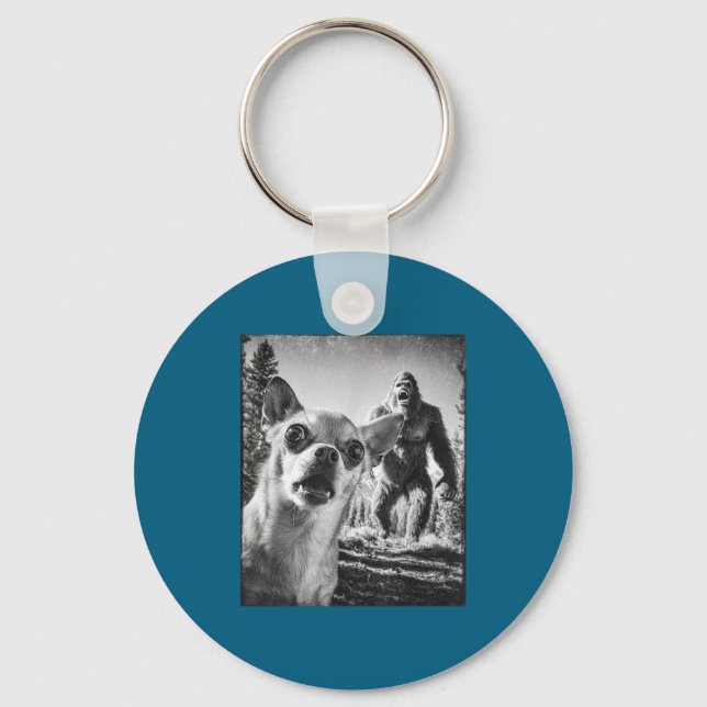 Epic Selfie Cryptid Chihuahua Humor Sasquatch Bigf Key Ring (Front)