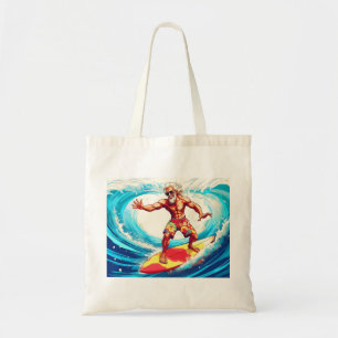Epic Senior Surfer Riding Waves with Style Tote Bag