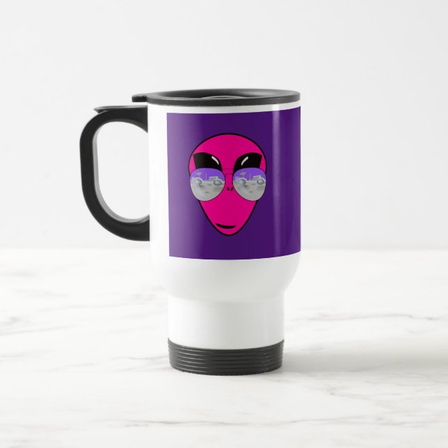 Epic Shades Alien Head Design T-Shirt Travel Mug (Left)