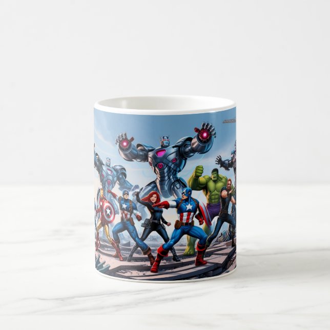  "Epic Showdown: Avengers vs. Enemy Forces" Coffee Mug (Center)