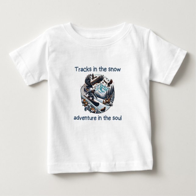 Epic Snowy Mountain Adventures with Wildlife Baby T-Shirt (Front)