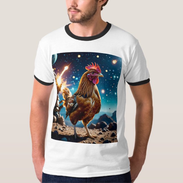 Epic Space Chicken Battle Galaxy Tshirt (Front)