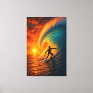 Epic Sunset Surf Wave – Ocean Canvas Wall Art