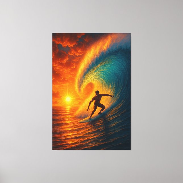 Epic Sunset Surf Wave – Ocean Canvas Wall Art (Front)