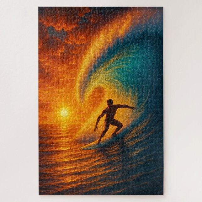 Epic Sunset Wave Surfer – Ocean Jigsaw Puzzle (Vertical)