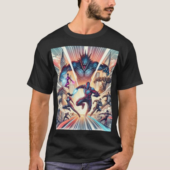 Epic Superhero Showdown T-Shirt (Front)