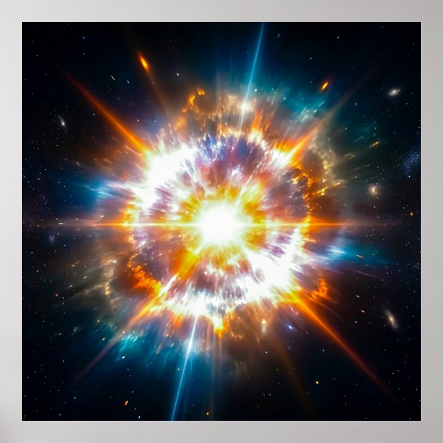 Epic Supernova Cosmic Explosion Deep Space Poster (Front)