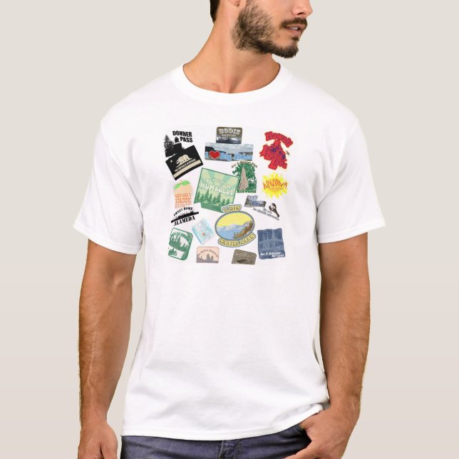 Epic Travel Logos Collage Design Tourist  T-Shirt (Front)