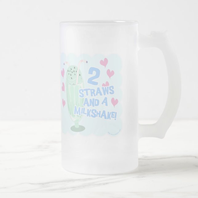 Epic Two Straws Milkshake Funny Ice Cream Motto Frosted Glass Beer Mug (Right)