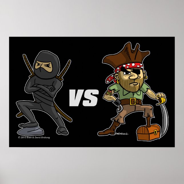 epic Warrior Ninja vs Pirate Poster (Front)