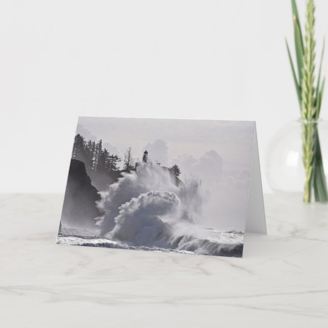 Epic Waves at Cape Disappointment Lighthouse Card (Front)