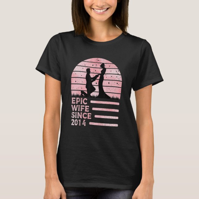 Epic Wife Since 2014 8th Wedding Anniversary Retro T-Shirt (Front)