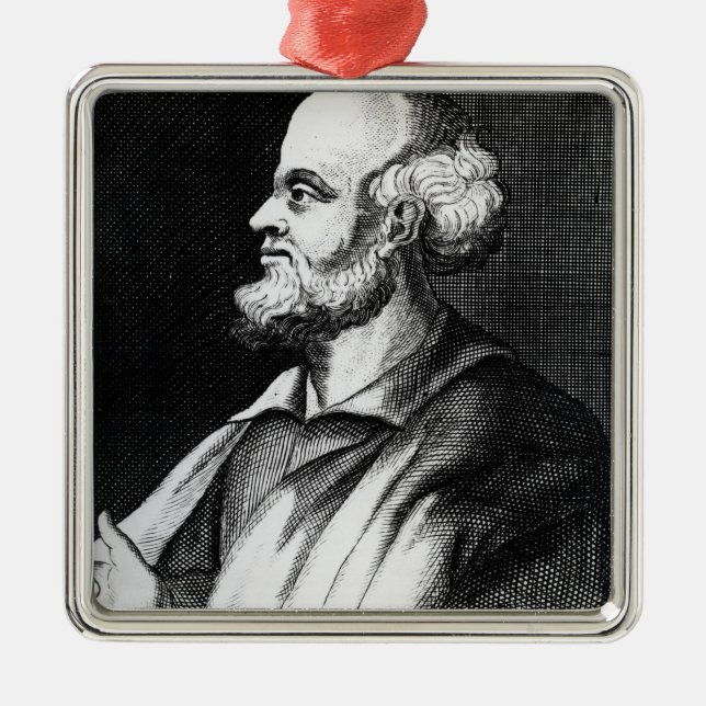 Epicurus, engraved by Johann Fredrich Schmidt Metal Tree Decoration (Front)