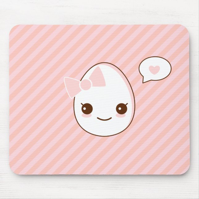 epicute girly egg pink stripes pattern mouse pad (Front)