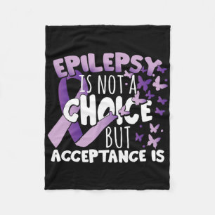 Epilepsy Awarenes Purple Ribbon Fleece Blanket