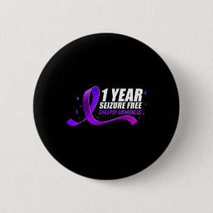 Epilepsy Awareness 1 Year Seizure Free Ribbon 1  6 Cm Round Badge