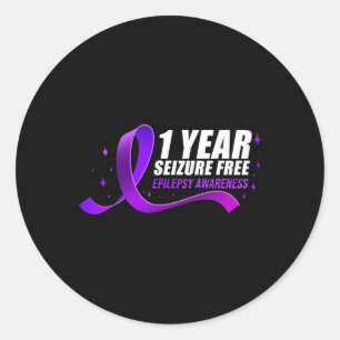 Epilepsy Awareness 1 Year Seizure Free Ribbon 1  Classic Round Sticker