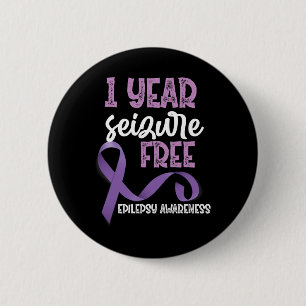 Epilepsy Awareness 1 Year Seizure Free Ribbon  6 Cm Round Badge