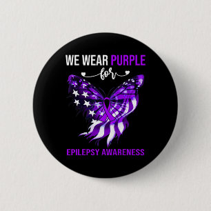 Epilepsy Awareness 4th July Purple Butterfly  6 Cm Round Badge