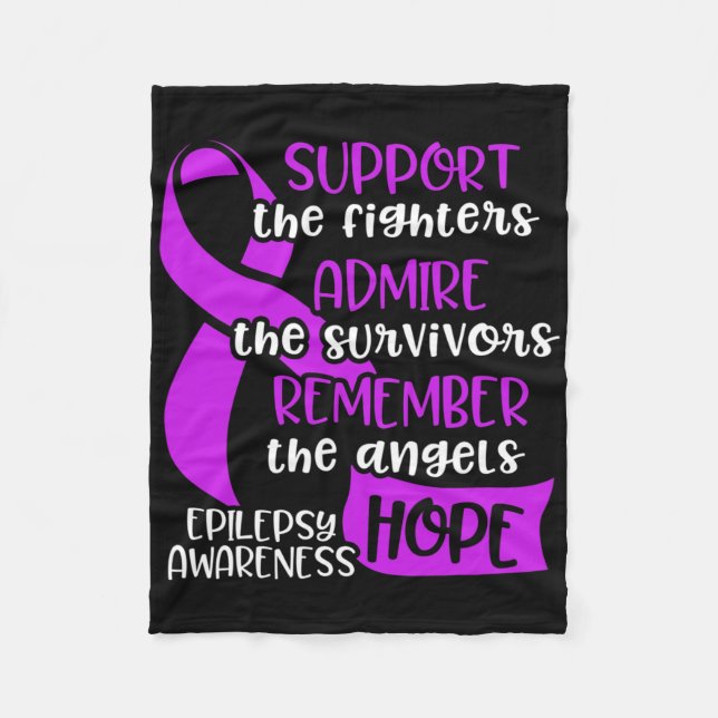 Epilepsy Awareness Admire Epileptic Warrior Surviv Fleece Blanket (Front)
