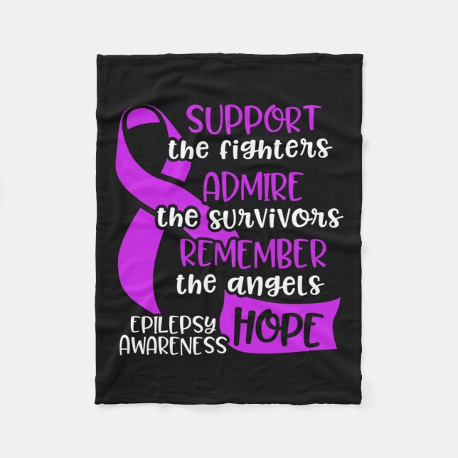 Epilepsy Awareness Admire Epileptic Warrior Surviv Fleece Blanket (Front)