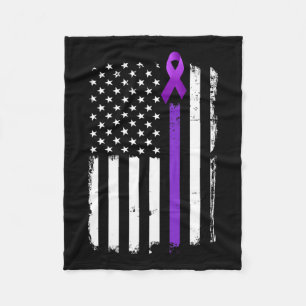 Epilepsy Awareness American Flag Purple Day Ribbon Fleece Blanket