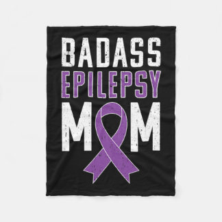 Epilepsy Awareness Bad Epilepsy Mum Purple Ribbon Fleece Blanket