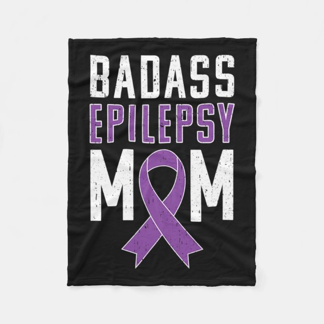 Epilepsy Awareness Bad Epilepsy Mum Purple Ribbon  Fleece Blanket (Front)