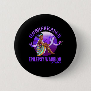 Epilepsy Awareness  Black Women Unbreakable Warrio 6 Cm Round Badge